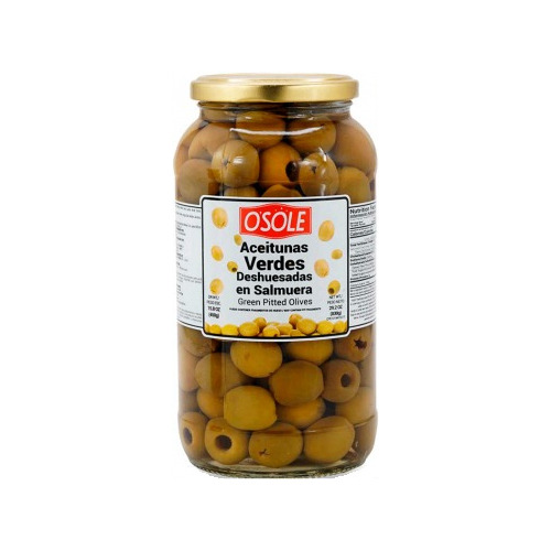 Caja 12 Frasco Aceituna Verde Sin Hueso Osole 830gr 3091 Ml.