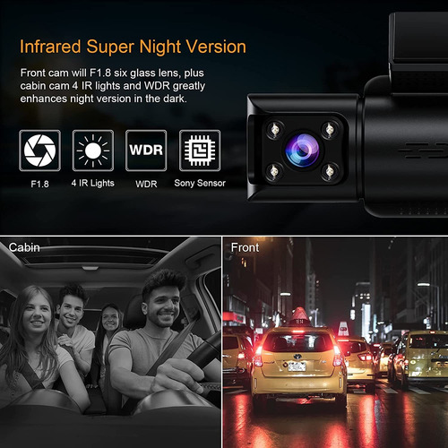 Imagen 4 de 7 de 3 Canales Dash Cam Incorporado Wifi Gps 4k+1080p Doble Da...
