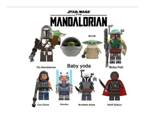 Mini Figuras Mandalorian Starwars Baby Yoda Jedi 8pzas Nuevo