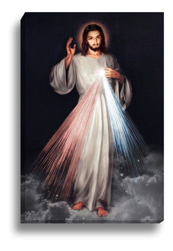 Quadro Jesus Misericordioso Religioso Para Sala Canvas 60x40 Cor Impressão em Alta Resolução Cor da armação Tecido Canvas Bordas Infinitas