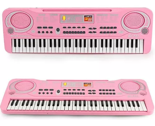 Teclado de Piano de Música Digital, 2 Fontes de Alimentação Rosa 22 Músicas  Teclado Infantil Piano Educacional Com Microfone para Maiores de 3 Anos  para Atividades Ao Ar Livre