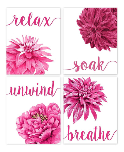 Simple Relax Soak Unwind Breathe Hot Pink Blend Estampados F