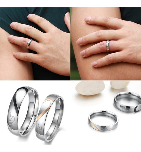 2 Anillos De Compromiso Para Pareja En Diseño Corazón Único