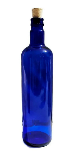 Imagen 1 de 4 de Botella Vidrio Azul Hooponopono Corcho Agua Solarizada Caba