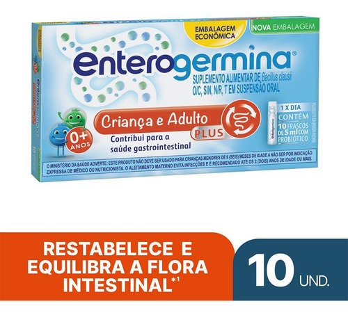 Enterogermina Plus 5ml Com 10 Flaconetes Sem Sabor