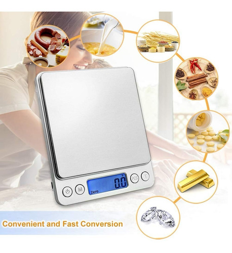 Imagen 8 de 10 de Bascula Digital 3kg-0.1g Balanzas De Cocina Usb Recargable