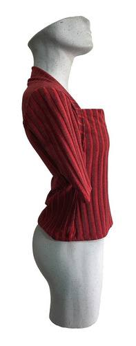 Blusa Para Mujer Dama Elastico Stretch Manga Corta Rayada S