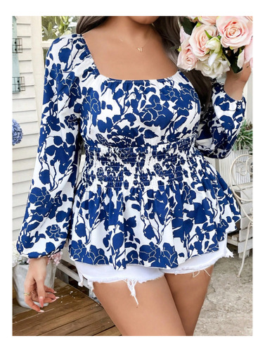 Blusa Peplum Estampada Tallas Extra Envo Incluido