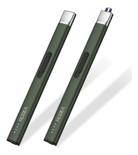 2 Encendedores Electronico Plano Usb Verde Pino Small  