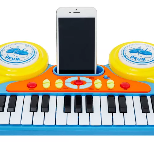 Piano Teclado Infantil com 31 Teclas, Banco, Microfone e Modo