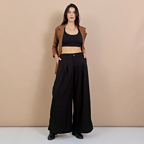 Pantalon Palazo Cintura Avispa Sastrero De Dama Pinzado