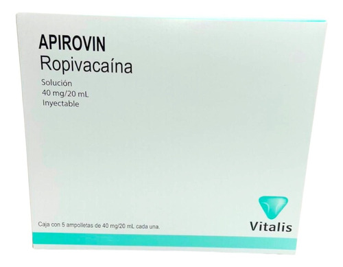 Ropivacaína Apirovin 2 Mg / Ml Caja Con 5 Ampolletas Vitalis