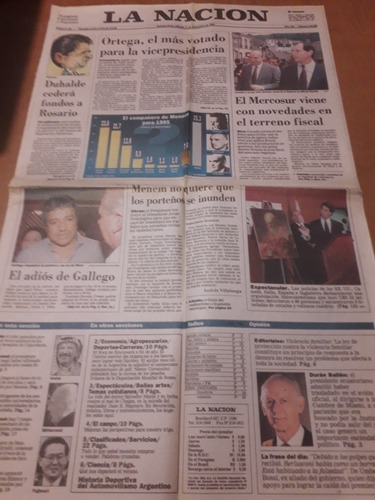 Tapa Diario La Nación 17 12 1994 Gallego Palito Ortega Merco