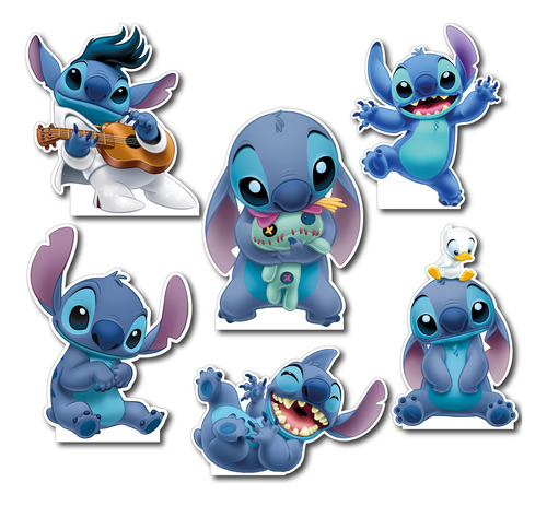 Figuras Coroplast Lilo Y Stitch Base Sólida Kit 6 Pz Modelo - Stitch