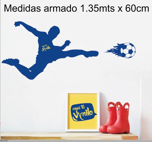 Vinilo Adhesivo Futbol Jugador Pelota Pared 1.35x60cm