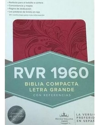 Libro Biblia Compacta Rvr 1960 Letra Grande Rosada Pequeña