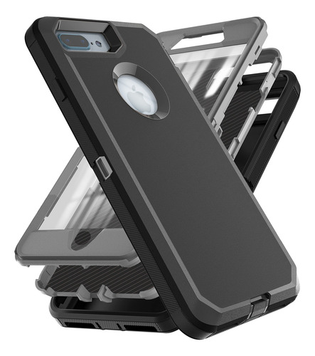 Funda Para iPhone 8 Plus / 7 Plus Negro And Gris 5.5 PuLG So