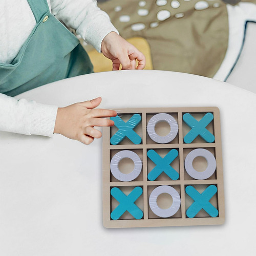 Juego De Madera Tic Tac Toe, Juego De Mesa De Ajedrez Azul
