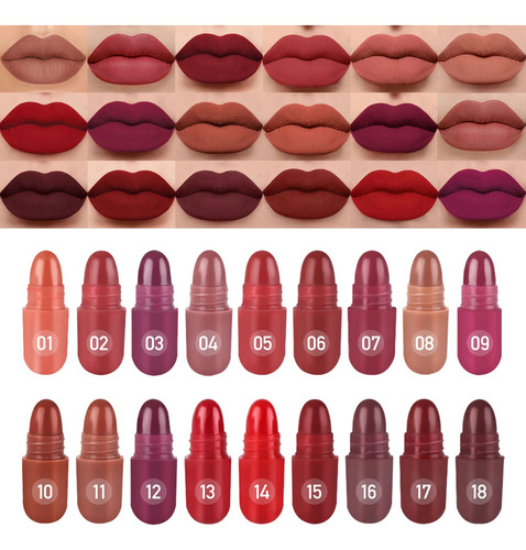 Lsxia Labiales Mate 24 Horas Originales, Juego De 18 Colore.