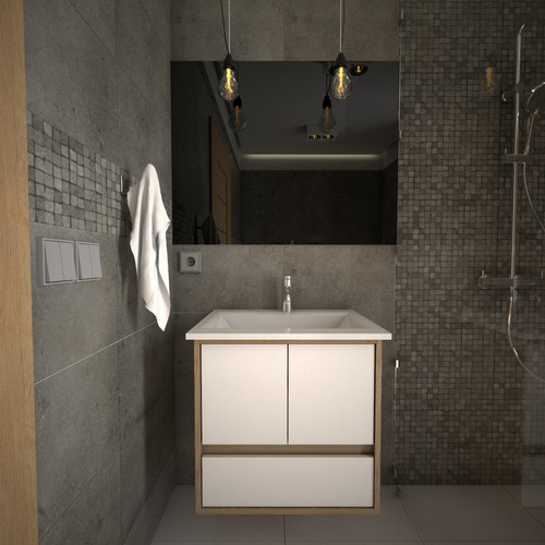 Imagen 4 de 9 de Vanitory Flotante Colgante Minimalista Mueble Baño C/ Mesada
