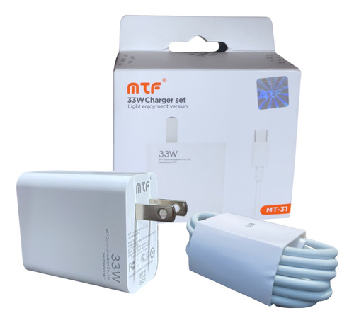 Cargador MTF MT-31 USB-C Blanco De 33W Turbo Para Xiaomi