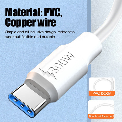 Cable Usb Tipo C 300w Carga Rápida Y Datos Para Teléfono