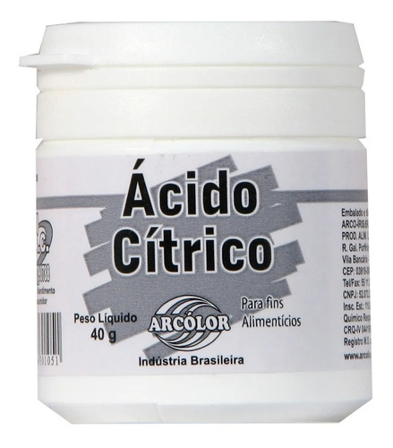 Ácido Cítrico Alimentício Arcolor 40g Promoção 