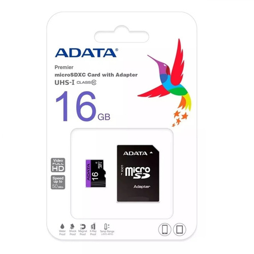 Tarjeta de memoria Adata AUSDH16GUICL10-RA1 Premier con adaptador SD 16GB