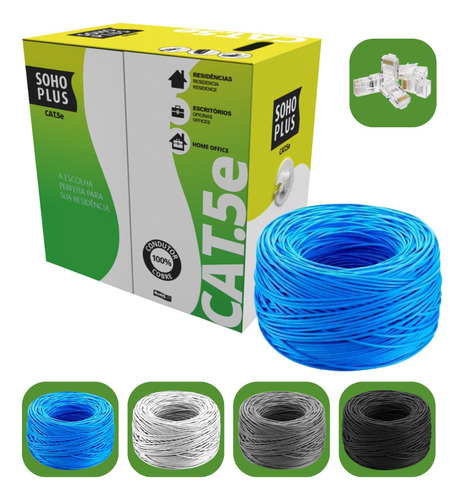 Cabo Rede Furukawa Cat5e C/ 200 Metros Azul + 20 Conectores