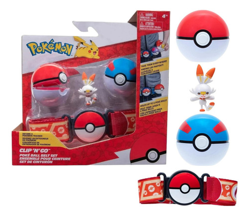 Set De Cinturon Pokemon Scorbunny + 2 Pokebolas Jazwares