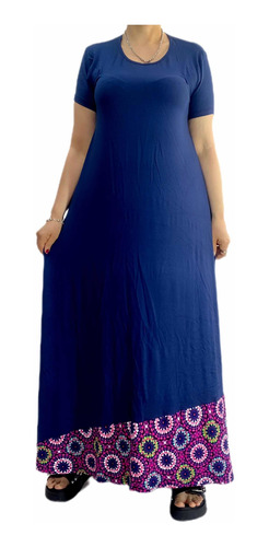 Vestido De Modal Largo Maxi Combinado Mandala