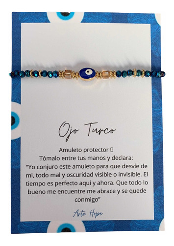 Pulsera Dije Ojo Turco Protección Mod Azul Metálico