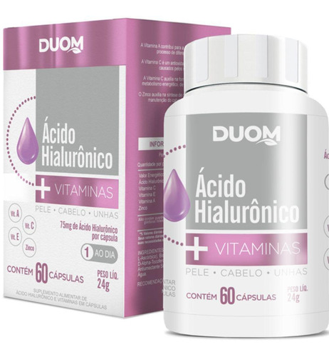 Ácido Hialurônico Com Vitaminas 1 Cápsula Dia - 60 Cáps Duom