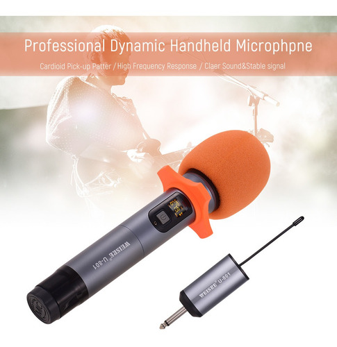 Imagen 6 de 6 de Micrófono Inalámbrico De Mano Uhf Con Mini Receptor 50