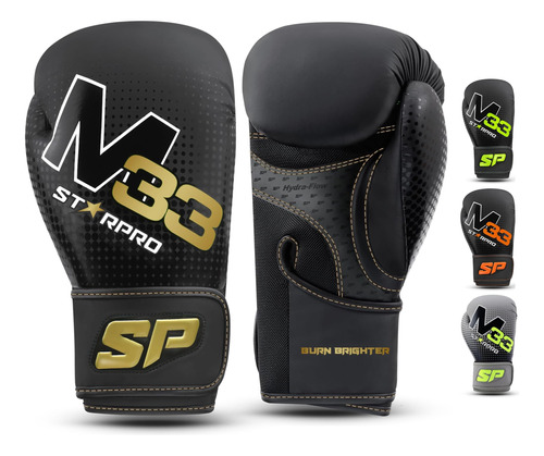 Guantes De Boxeo Starpro 14 Oz Negro Mate / Oro