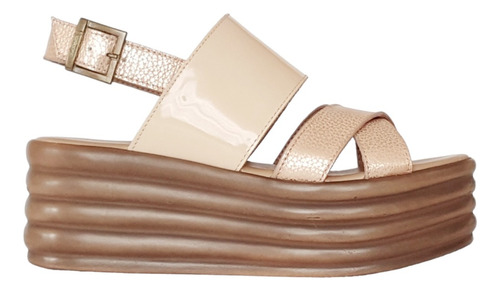 Sandalias De Mujer Gravagna 2489 Plataforma Cuero Nude