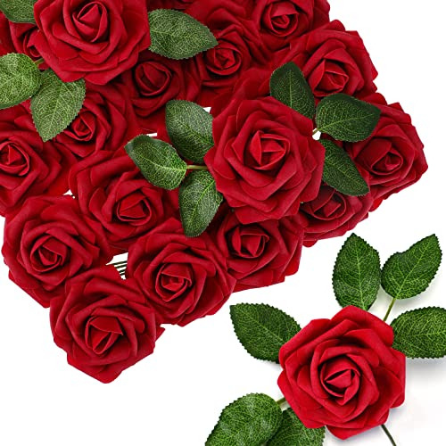 150 Piezas De Rosas Rojas Artificiales Granel, Flores F...