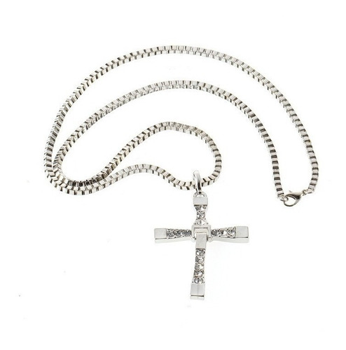 Colgante Cruz Dominic Toretto Color Plata Y Circones Collar