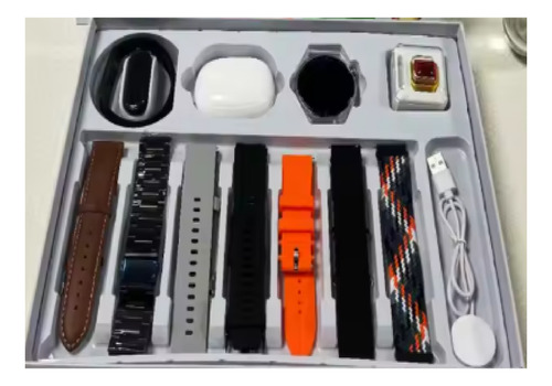 Reloj Inteligene Mas Audifonos Bluetooth Mas Correas Gris Milanese Al Azar Blanco