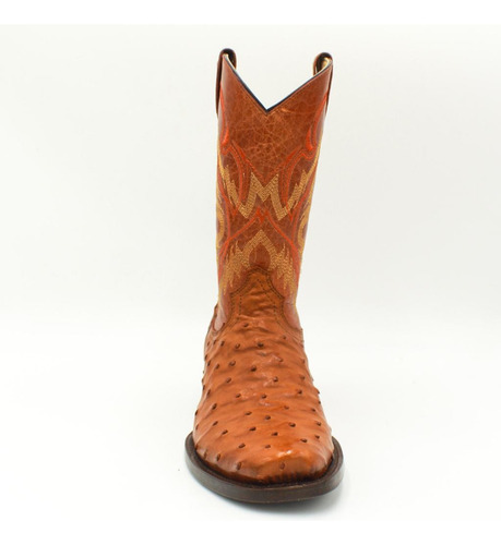 Botas Modelo Dubai En Piel De Avestruz Color Coñac