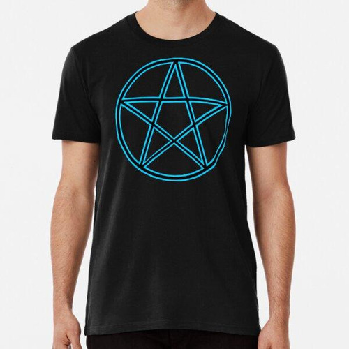 Remera Pentagrama Celeste Y Negro Print Algodon Premium