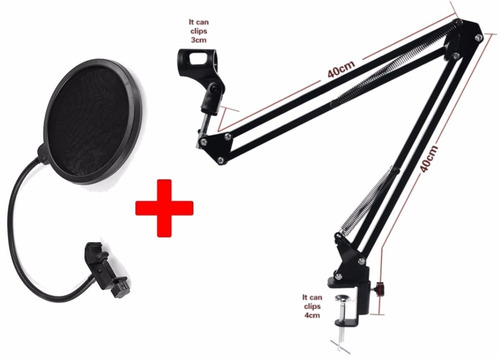Kit Pedestal Articulado Haste P Microfone Pop Filter Dreamer