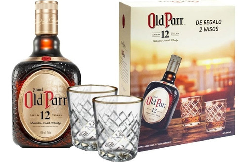 Whisky Grand Old Parr 750 + 2 Vasos Vidrio