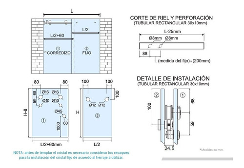 Imagen 2 de 9 de Sistema Tipo Bacalar Para Cancel De Baño Vidrio Templado