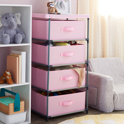 Juvale Cómoda Rosa De 4 Cajones Soporte De Almacenamiento De