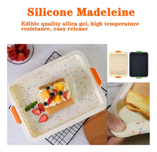 1 Molde Rectangular De Silicona Para Pasteles, Magdalenas, C