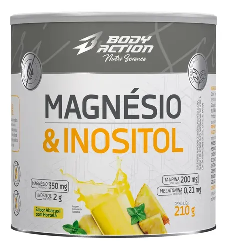 Suplemento Mineral Bodyaction Magnésio e Inositol Taurina Melatonina Sabor Abacaxi com Hortelã 210g