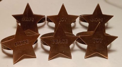 Imagen 3 de 5 de 6x Anillos Servilleteros Estrellas Cobre Premium