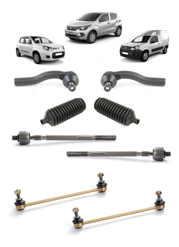 Kit X2 Extremos + Bieletas + Precaps Fiat Uno Novo / Mobi