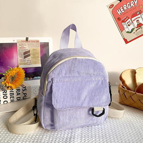 Y Mochila Mini De Pana Vintage De Color Sólido Para Mujer